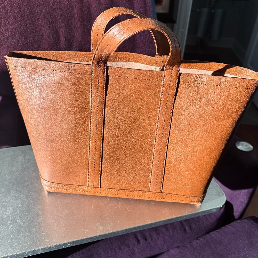 Lord & Taylor Large Carmel Brown Leather Tote